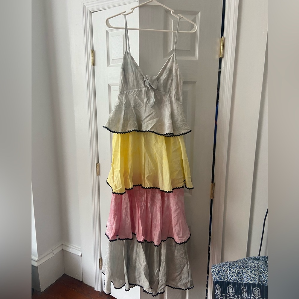 Color block tie dye FREE THE ROSES tiered maxi dress: NWT SZ SM